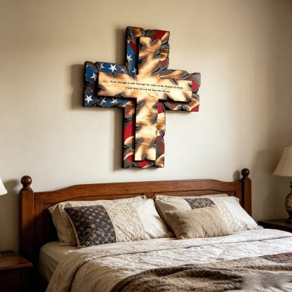 🎁🎉Only $42.99 This Week🌟🎉Patriotic American Flag Wooden Cross Wall Decor