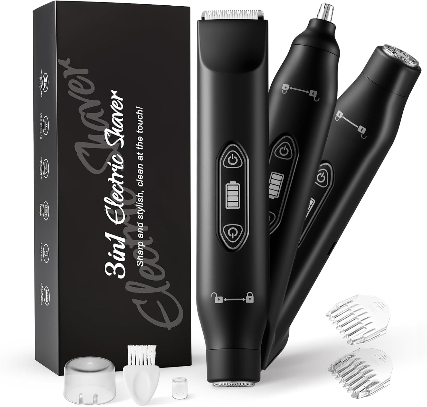 Electric Groin Hair Trimmer ,Nose Hair Trimmer, Dual Heads Waterproof Ball Pubic Shaver for Male and Female,Replaceable Ceramic Blade Heads, Wet/Dry Body Razor,Husband Gift