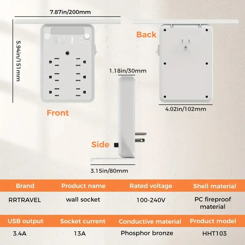 Wall Outlet Extender with Shelf Night