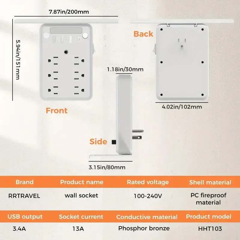 Wall Outlet Extender with Shelf Night