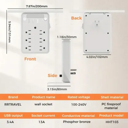 Wall Outlet Extender with Shelf Night