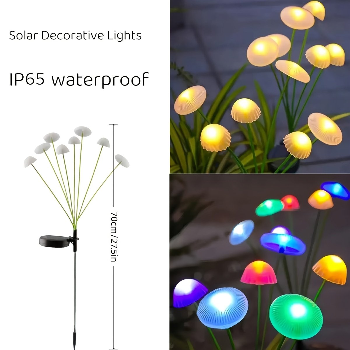 Solar Powered Multicolor Mushroom / Jellyfish Garden Stake Lights (2 Pack)