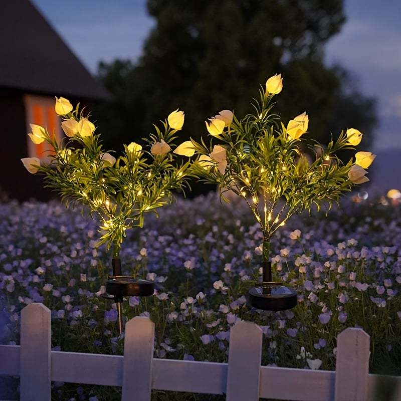 Solar Powered Gardenia Flower Ground Stake Garden Lights