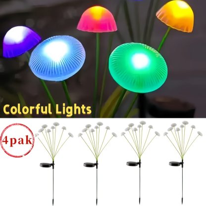 Solar Powered Multicolor Mushroom / Jellyfish Garden Stake Lights (2 Pack)