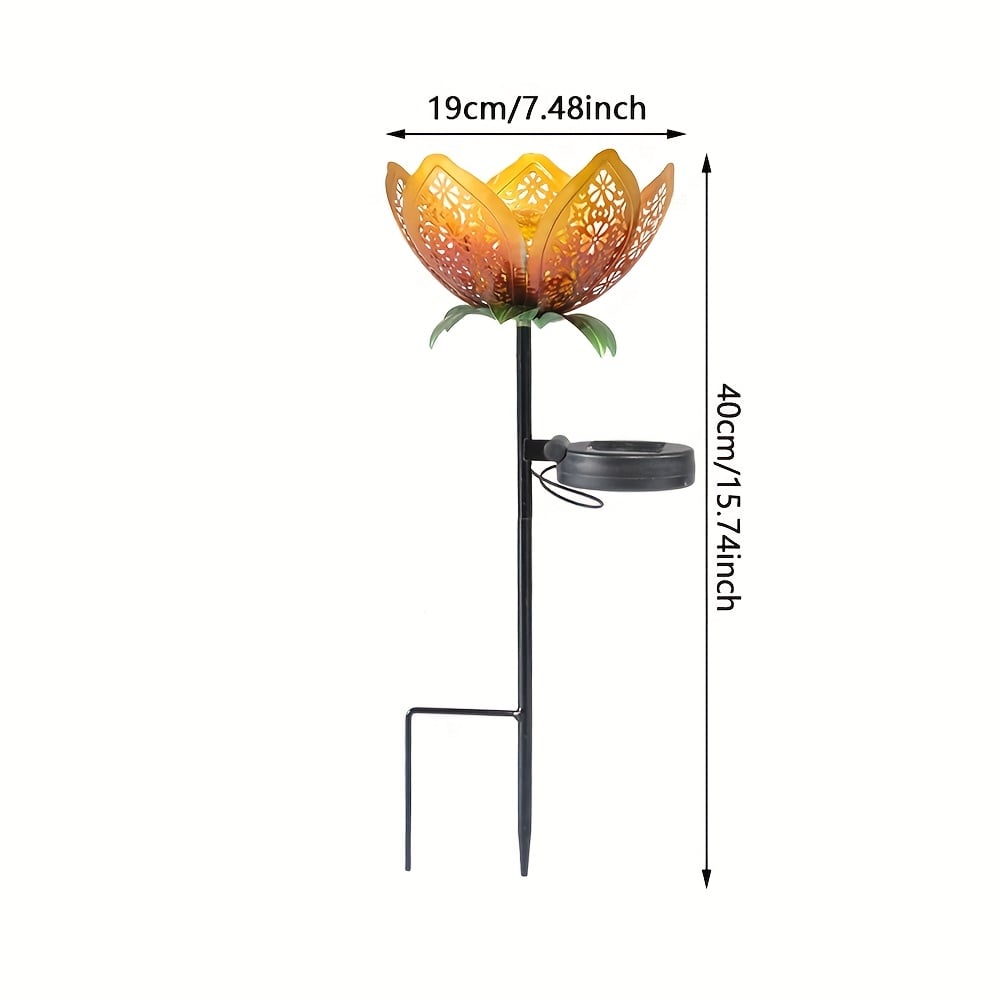 Solar Powered Metal Lotus Flower Garden Stake Lights