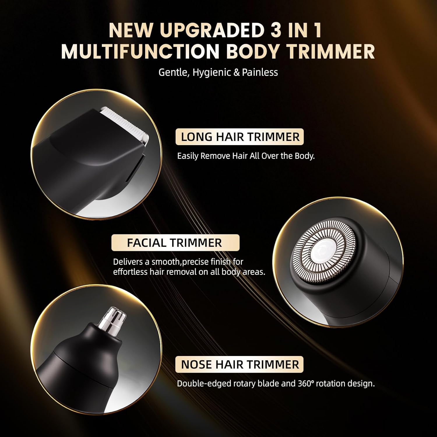 Electric Groin Hair Trimmer ,Nose Hair Trimmer, Dual Heads Waterproof Ball Pubic Shaver for Male and Female,Replaceable Ceramic Blade Heads, Wet/Dry Body Razor,Husband Gift