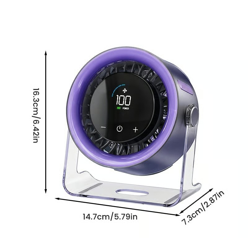 Portable Rechargeable Turbo Fan, Quiet Desktop Fan