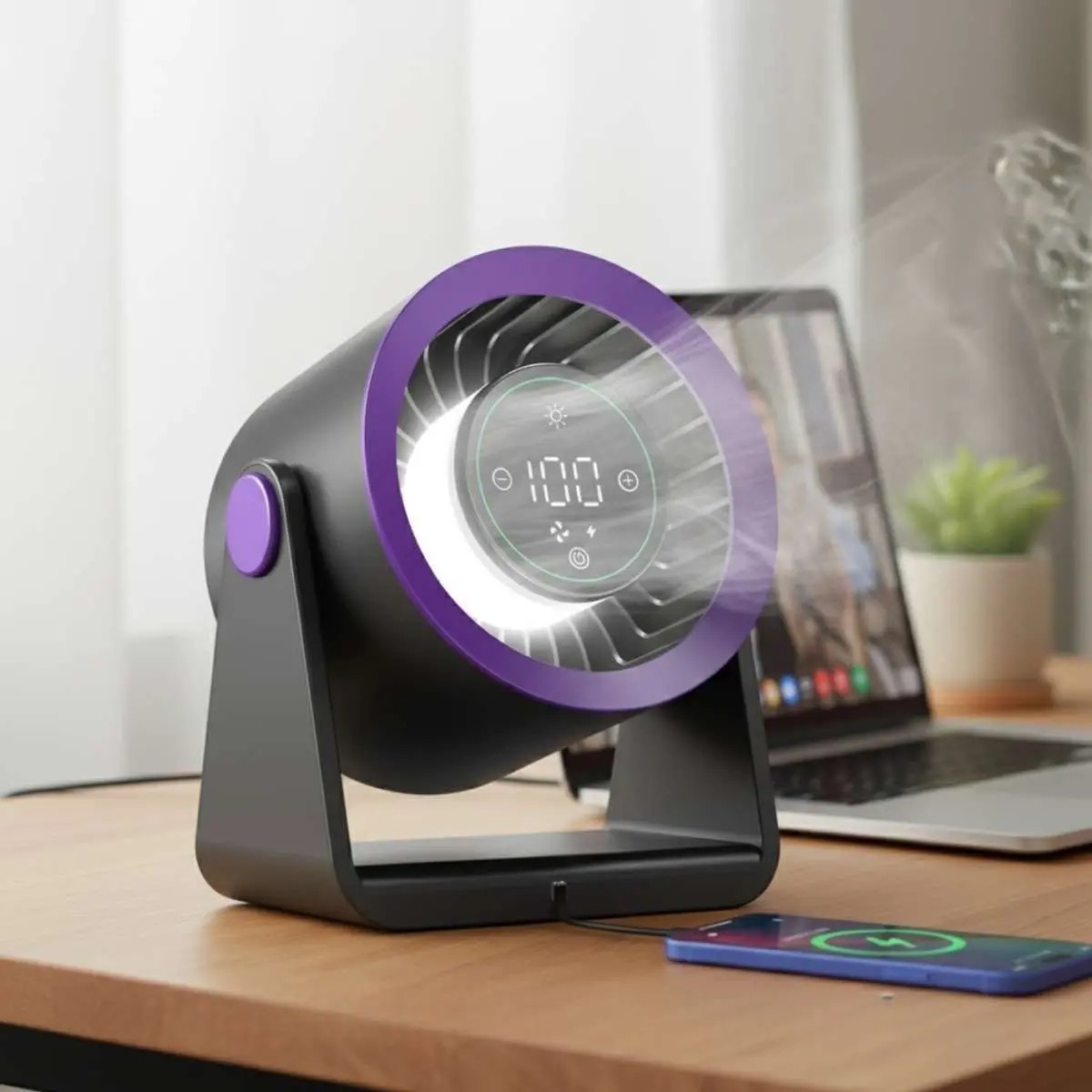Portable Rechargeable Turbo Fan, Quiet Desktop Fan