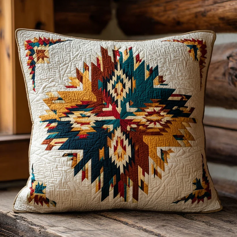 Navajo Star Pattern Quilted Pillow