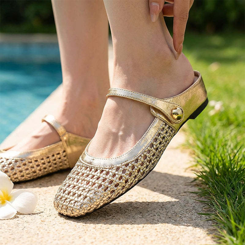 📢📢50% OFF !!!⏰Women's Woven Square-Toe Mary Jane Mules