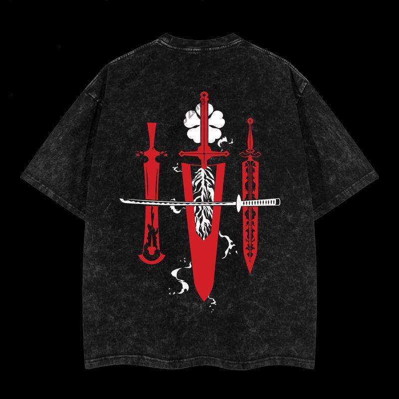 Streetwear Anti-Magic Sword Anime Graphic Oversized Wash Tee