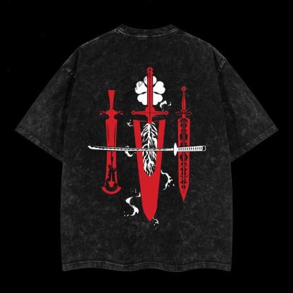 Streetwear Anti-Magic Sword Anime Graphic Oversized Wash Tee