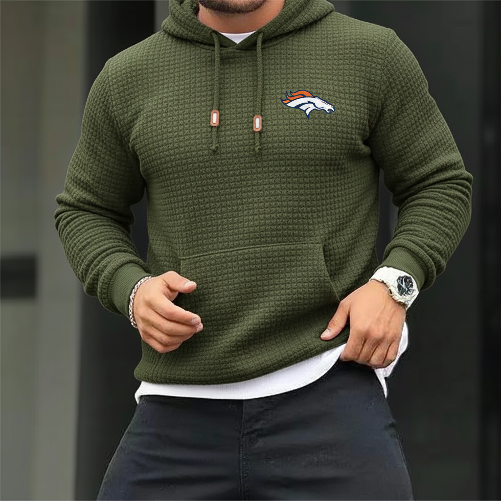 Carhartt × Broncos Horse Head Logo Grid Fleece Lined Hoodie