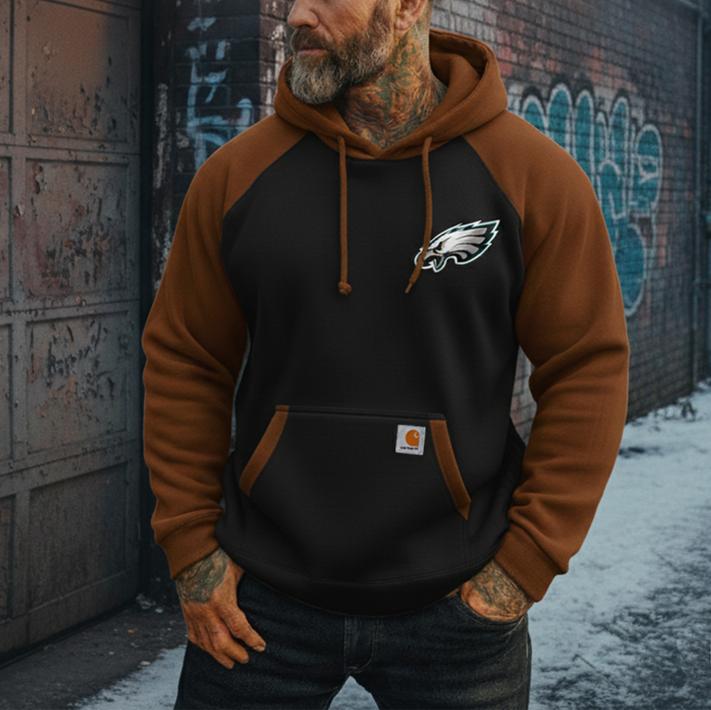 Carhartt&Pittsburgh Steelers collaboration fleece hoodie