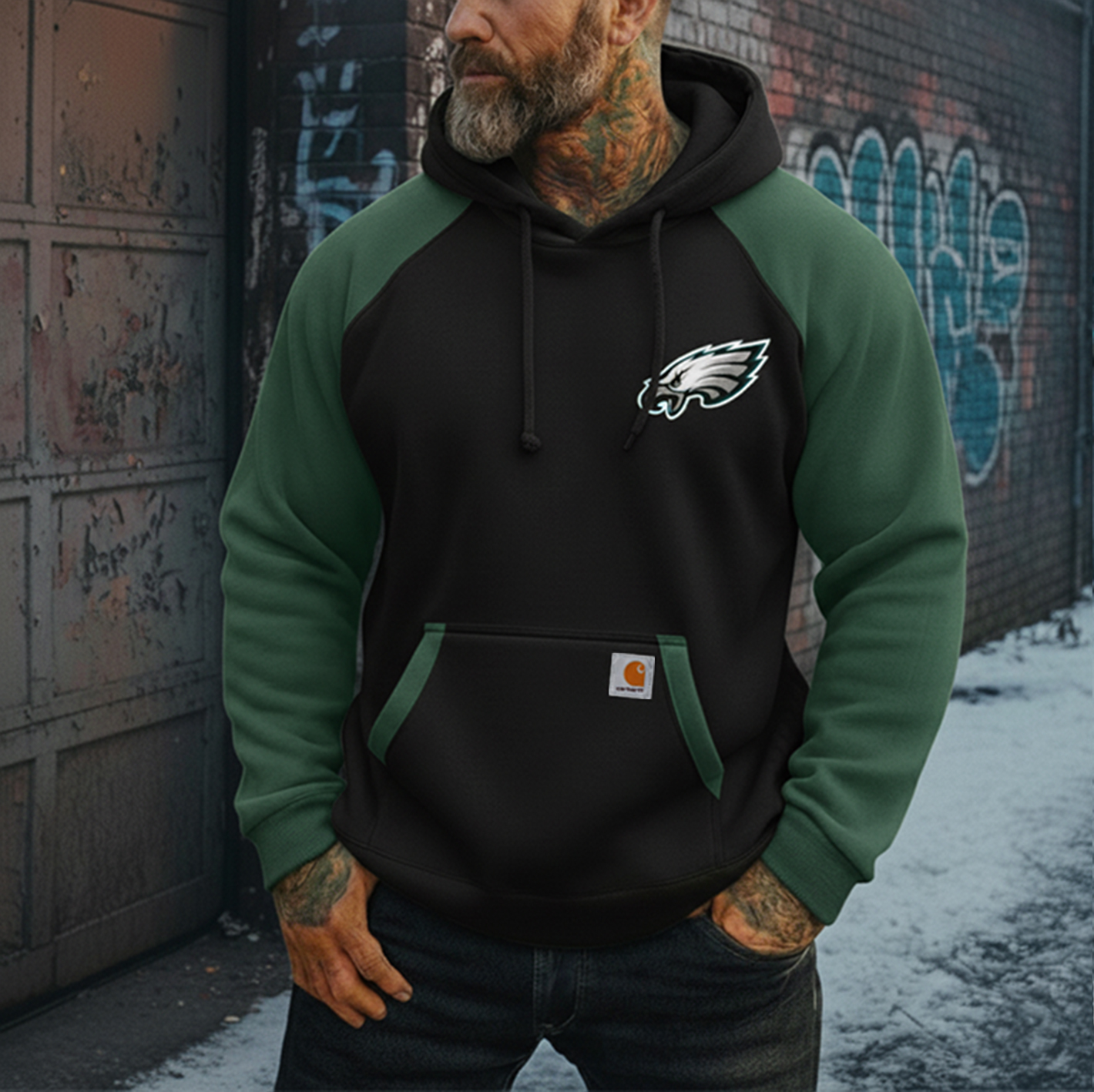 Carhartt&Pittsburgh Steelers collaboration fleece hoodie