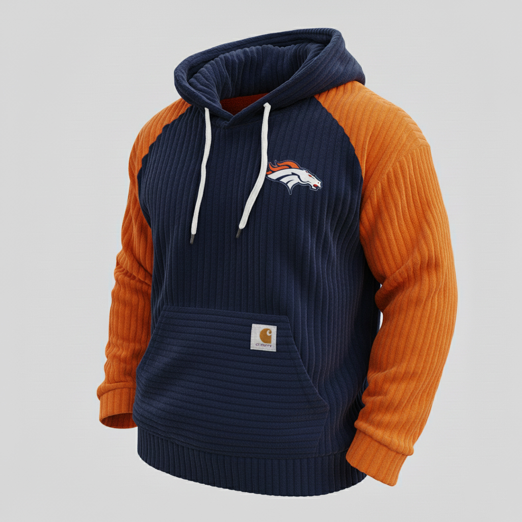 Carhartt ×Denver Broncos color matching  co-branded corduroy hoodie