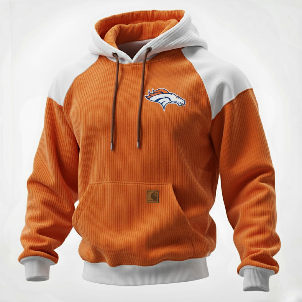 Carhartt × Denver Broncos color matching  co-branded corduroy comfort hoodie