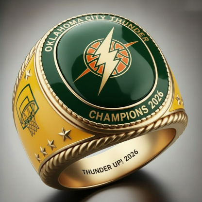 Oklahoma City Thunder Themed Lightning Emblem Championship Ring