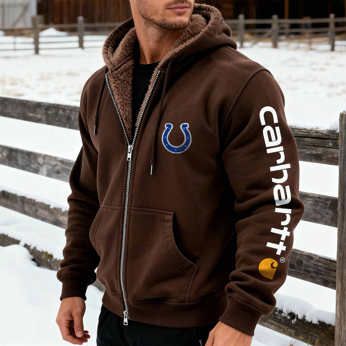 Carhartt &Indianapolis Colts plush inner collaboration hooded sweatshirt