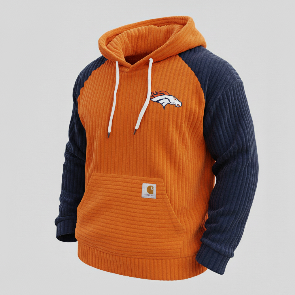 Carhartt ×Denver Broncos color matching  co-branded corduroy hoodie