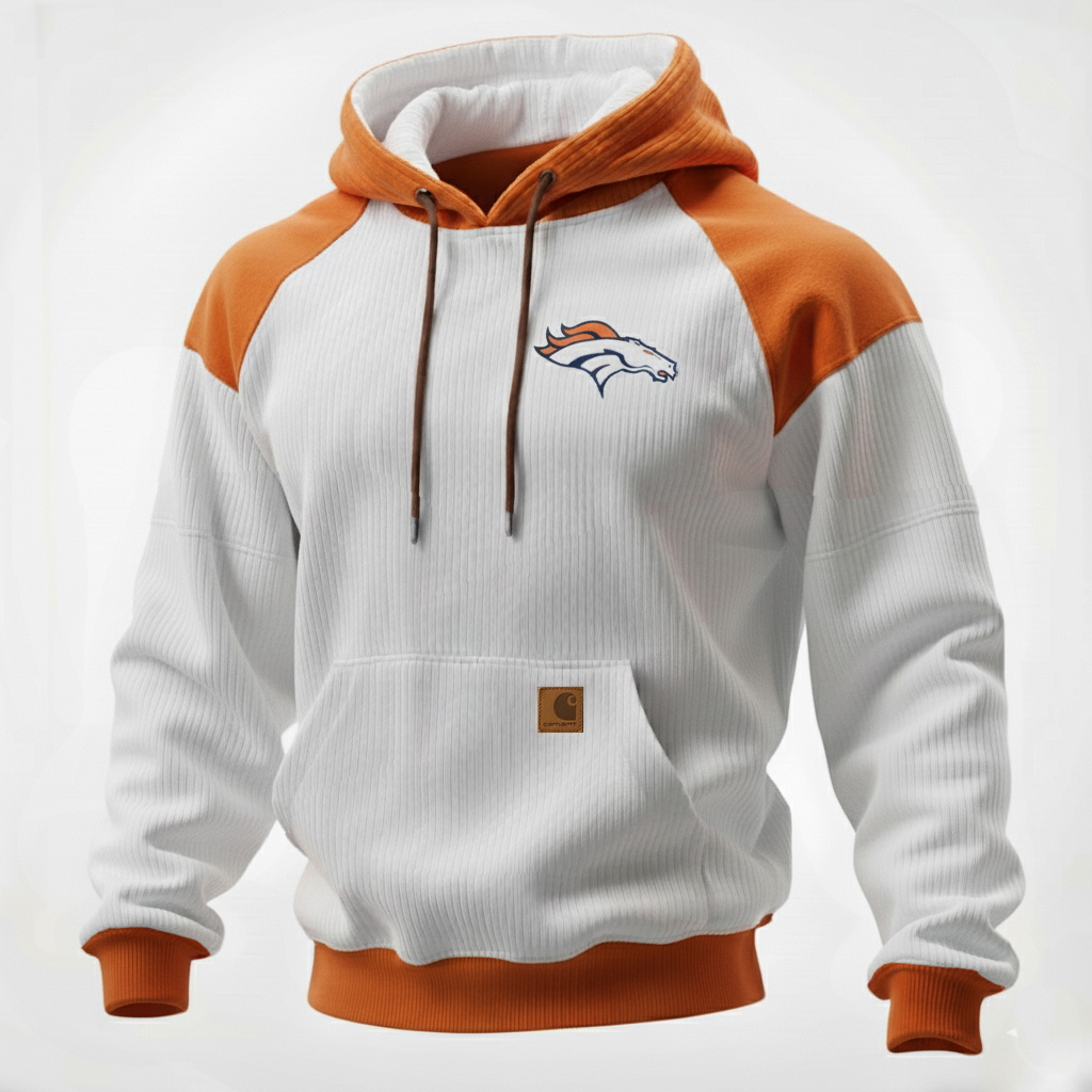 Carhartt × Denver Broncos color matching  co-branded corduroy comfort hoodie