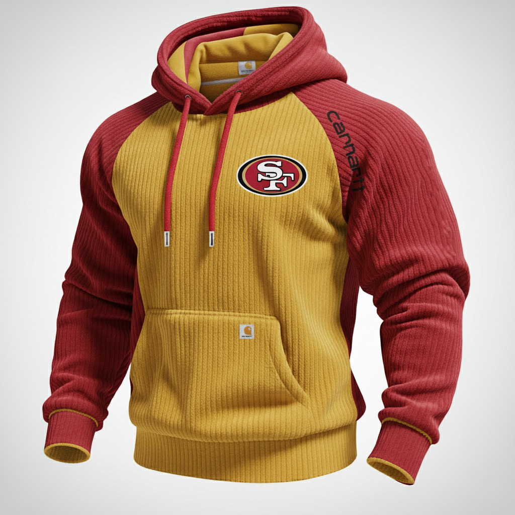 Carhartt ×San Francisco 49ers color matching fashion comfort hoodie