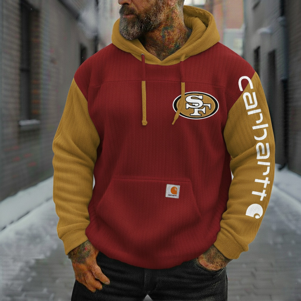 Maroon and Gold Block Pullover Hoodie