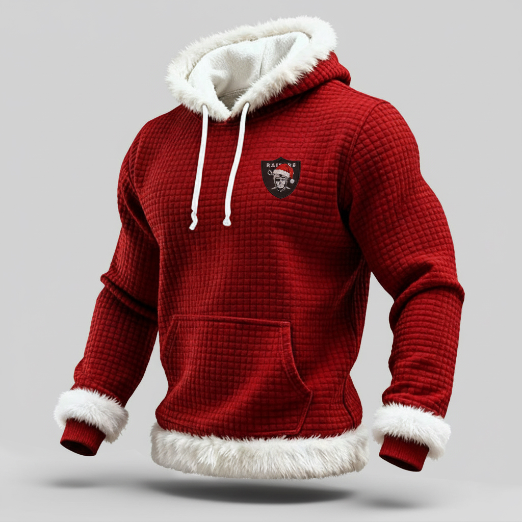 "Winter Raider" Red Waffle plush hooded sweatshirt
