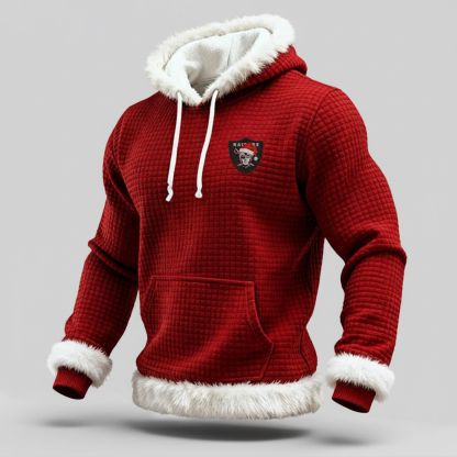 "Winter Raider" Red Waffle plush hooded sweatshirt