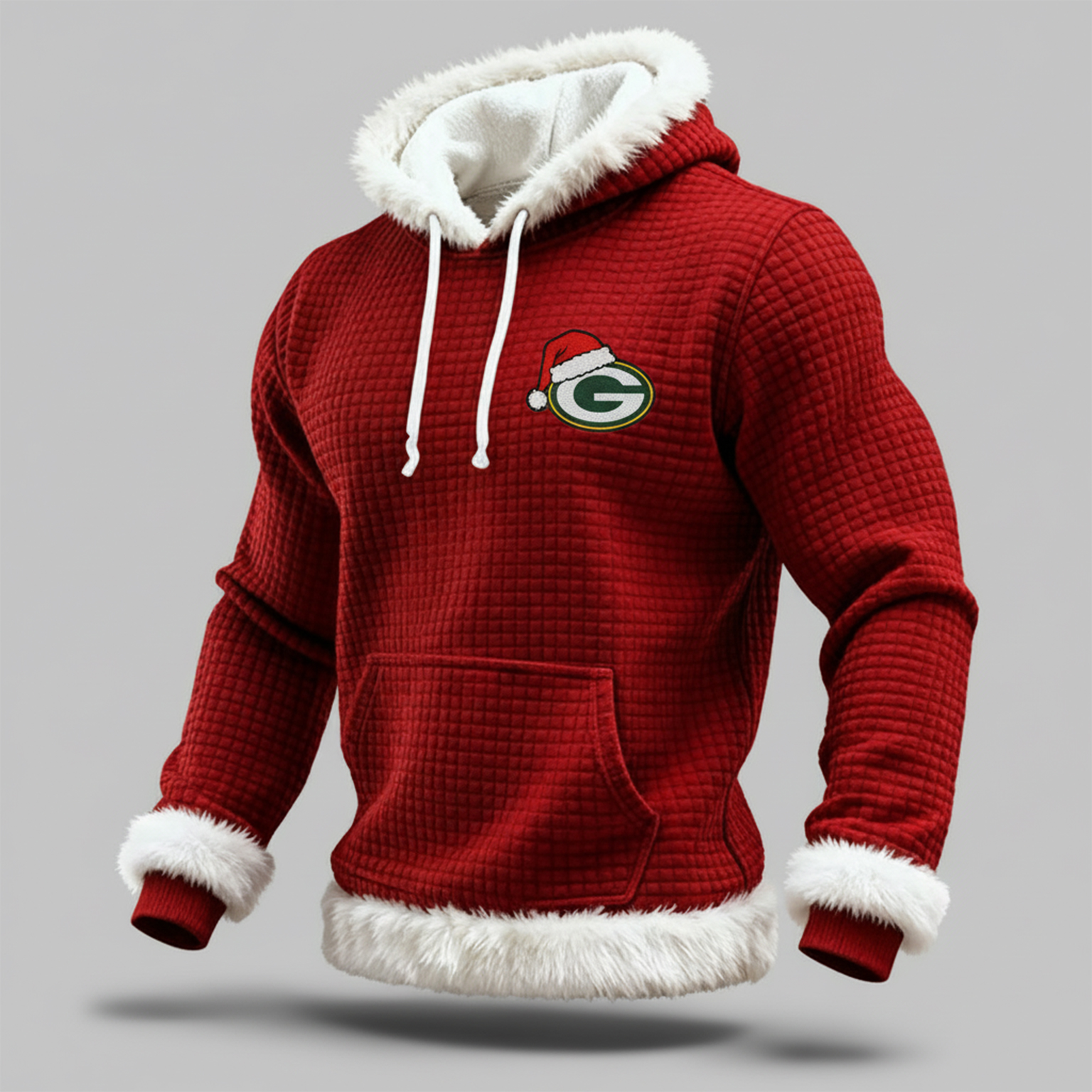 "Christmas G Gift" - A thick red diamond-patterned hoodie with the G letter Christmas logo