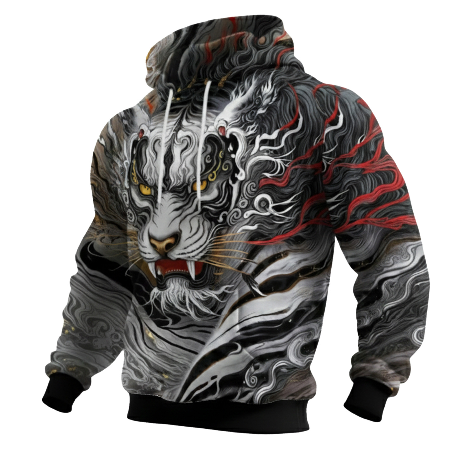 Streetwear Avant-garde chic men's printed casual hooded sweatshirt