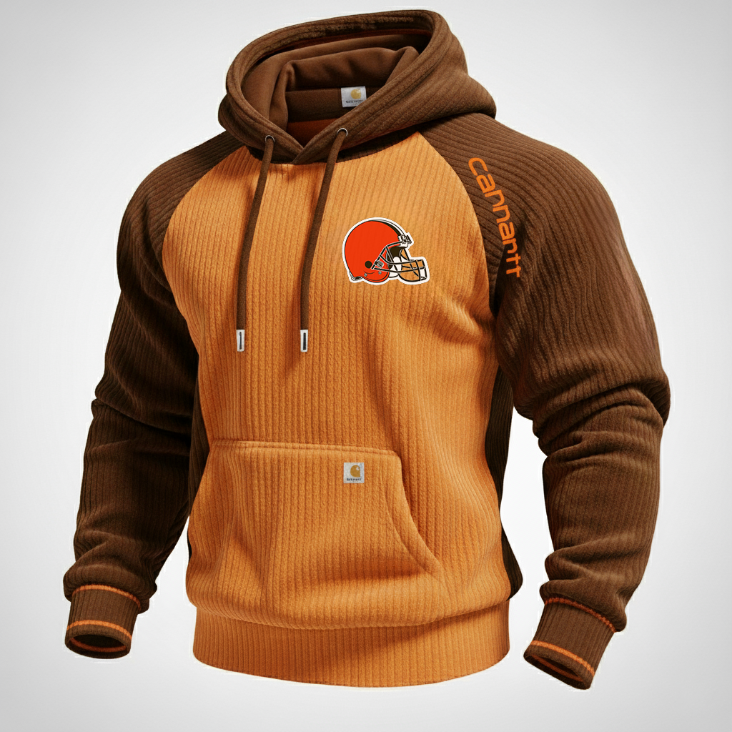 Carhartt ×Cleveland Browns color matching fashion comfort hoodie