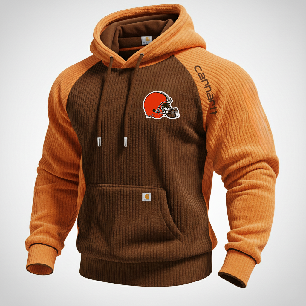 Carhartt ×Cleveland Browns color matching fashion comfort hoodie