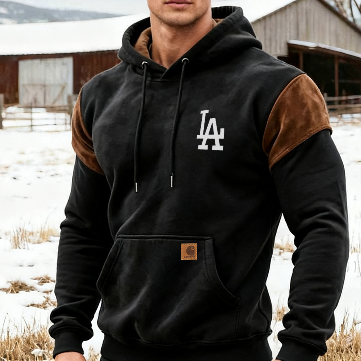 Carhartt ×Los Angeles Dodgers official collaboration plush hoodie
