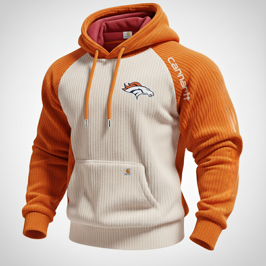 Carhartt ×Denver Broncos color matching fashion comfort hoodie