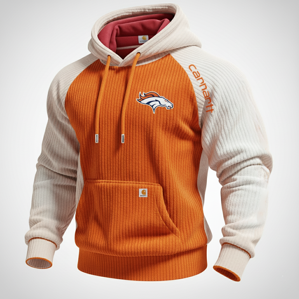 Carhartt ×Denver Broncos color matching fashion comfort hoodie