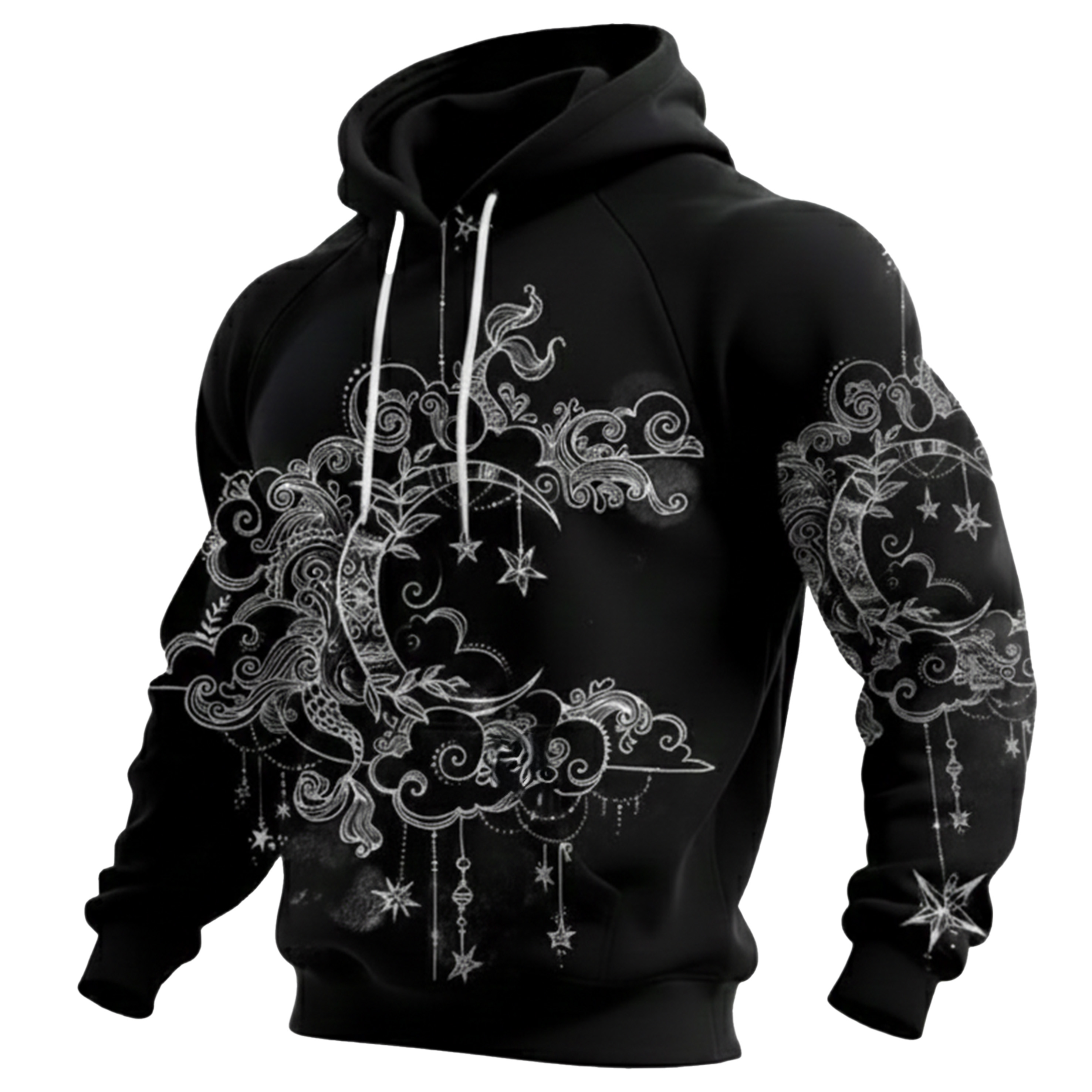 Streetwear Avant-garde chic men's printed casual hooded sweatshirt