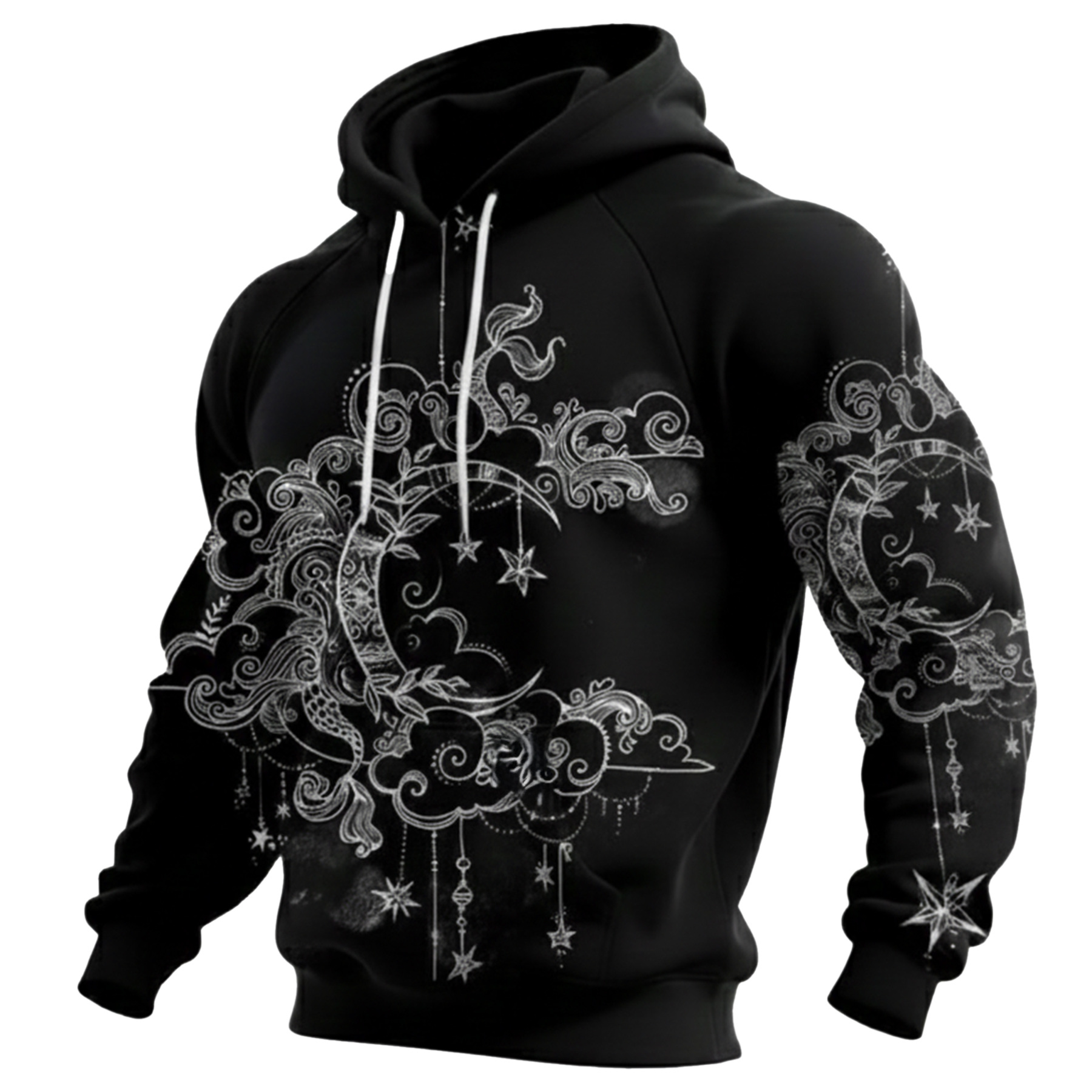 Streetwear Avant-garde chic men's printed casual hooded sweatshirt