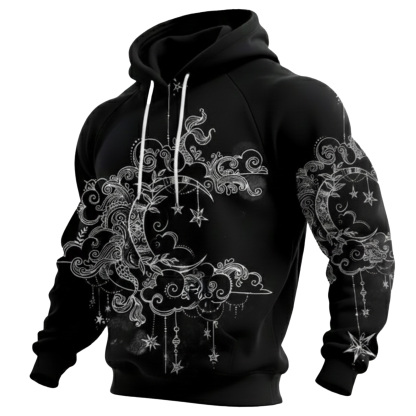 Streetwear Avant-garde chic men's printed casual hooded sweatshirt