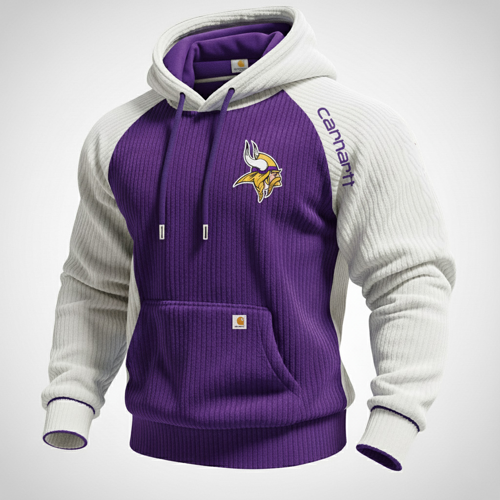 Carhartt ×Minnesota Vikings color matching fashion comfort hoodie