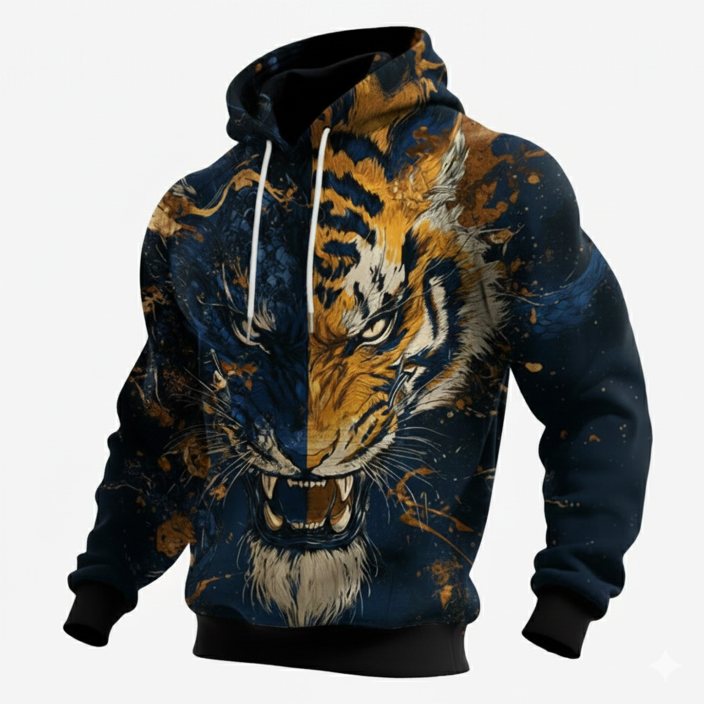Streetwear Avant-garde chic men's printed casual hooded sweatshirt