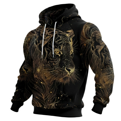 Streetwear Avant-garde chic men's printed casual hooded sweatshirt