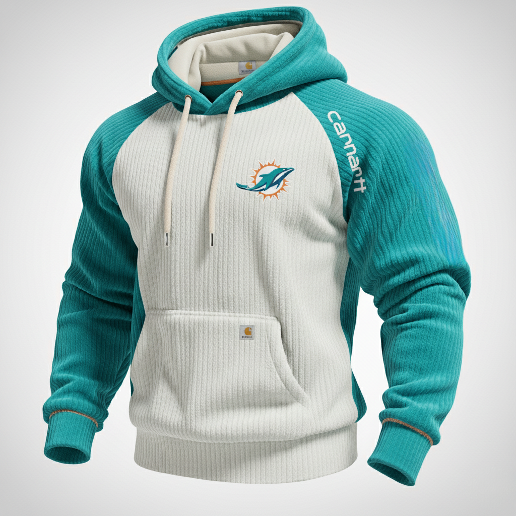 Carhartt ×Miami Dolphins color matching fashion comfort hoodie