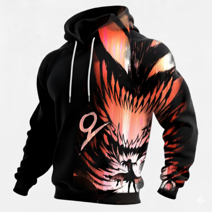 Streetwear Avant-garde chic men's printed casual hooded sweatshirt