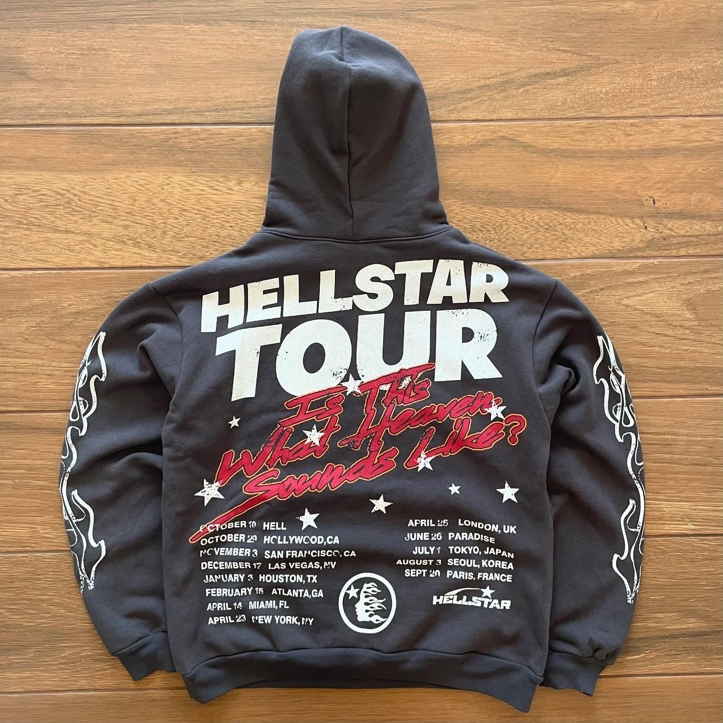 Hellstar Star Tour Graffiti Letters Cotton Long Sleeve Hoodie