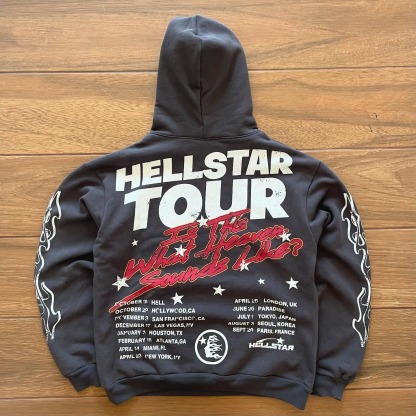 Hellstar Star Tour Graffiti Letters Cotton Long Sleeve Hoodie