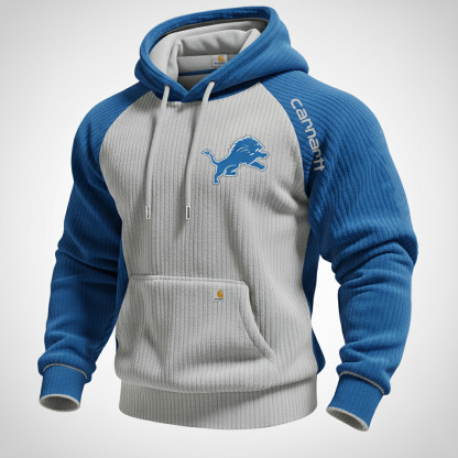 Carhartt ×Detroit Lions color matching fashion comfort hoodie