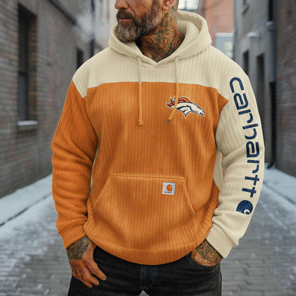 Casual Orange and Cream Split Color Hoodie