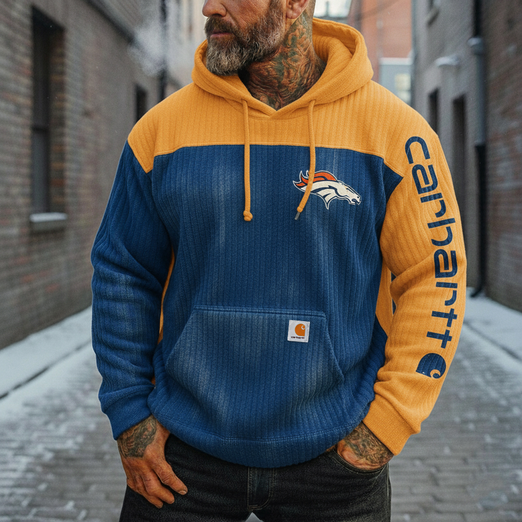 Casual Orange and Cream Split Color Hoodie