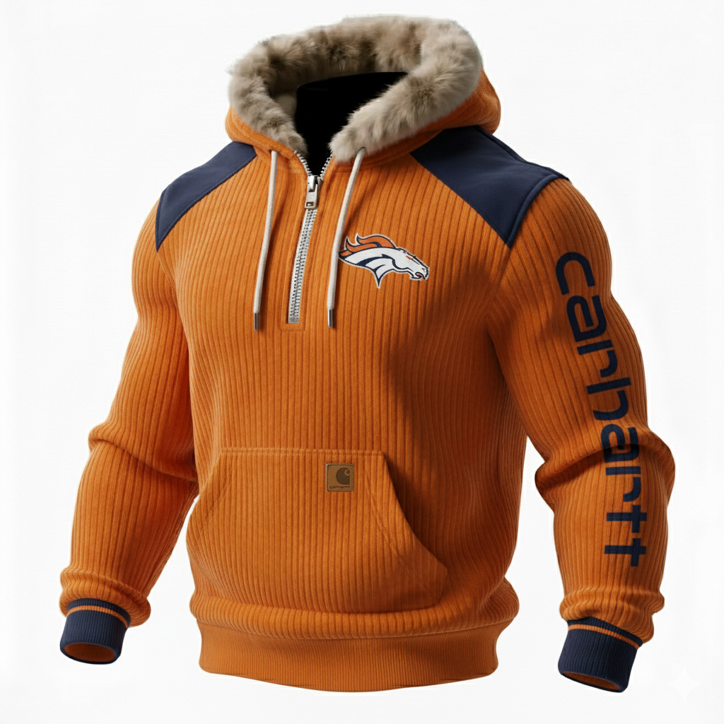 Carhartt ×Denver Broncos color matching comfort hoodie